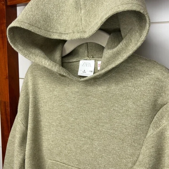 Zara Kids- Pistachio Green, Hooded Sweater - Picture 7 of 8